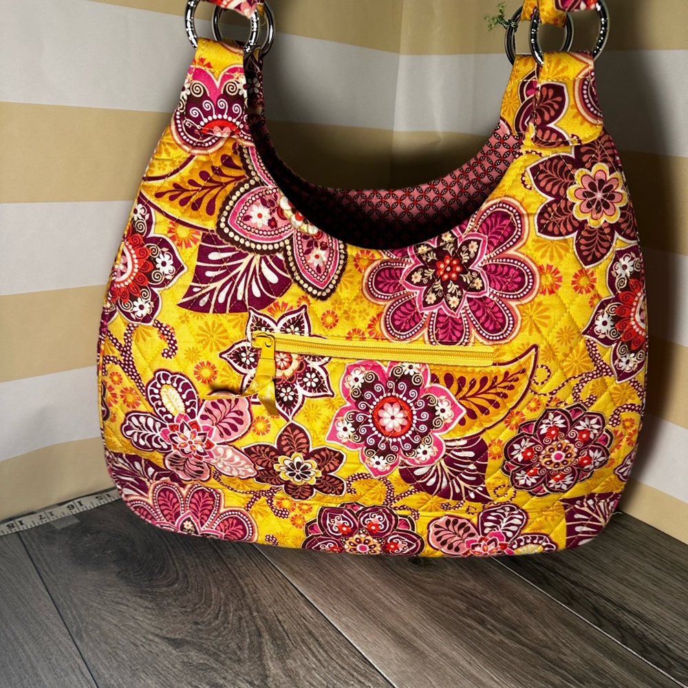 NWT Vera Bradley Large Hobo Bag; Boho Bali Gold Vintage Floral - Picture 3 of 8